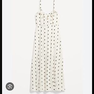 Old Navy Cream/Black polka dot midi Dress with smocked back adjustable straps